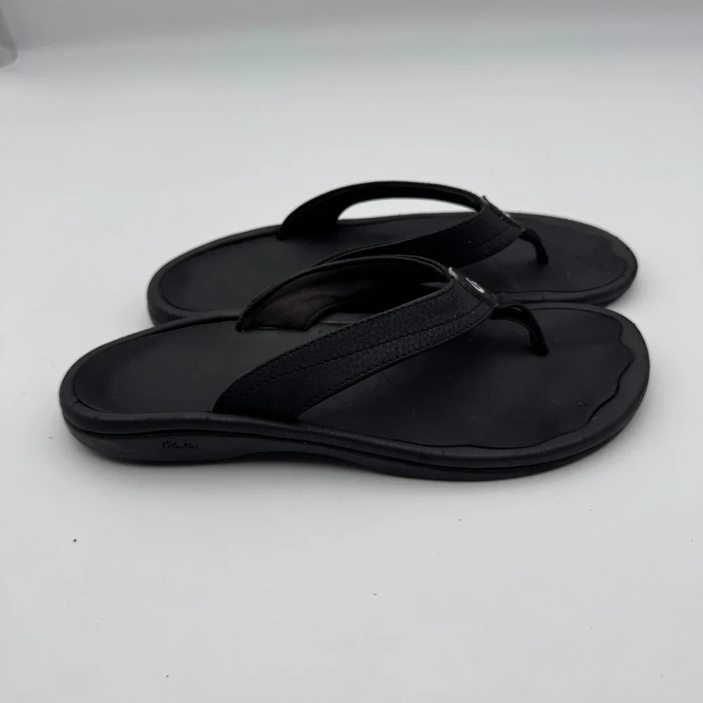 OluKai Ohana Women Black Flip Flop Sandals Water Resistant 20110-4040 Size 8